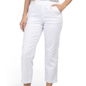 D. JEANS High Waisted Straight Leg Ankle Jeans With Gold Heritage Buttons